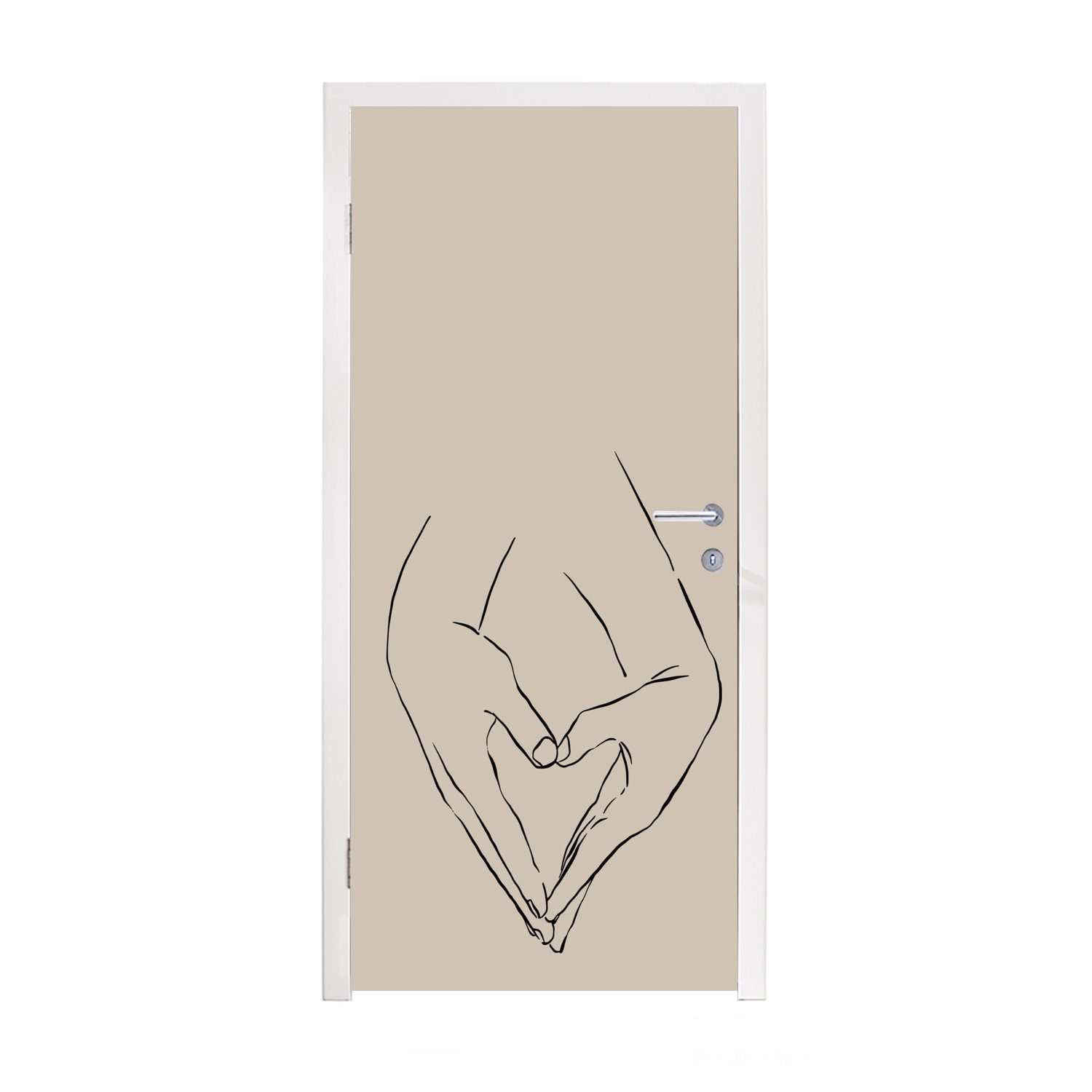 MuchoWow Türtapete Geschenk zum Valentinstag - Strichzeichnung - Hand, Matt, bedruckt, (1 St), Fototapete für Tür, Türaufkleber, 75x205 cm | Türtapeten