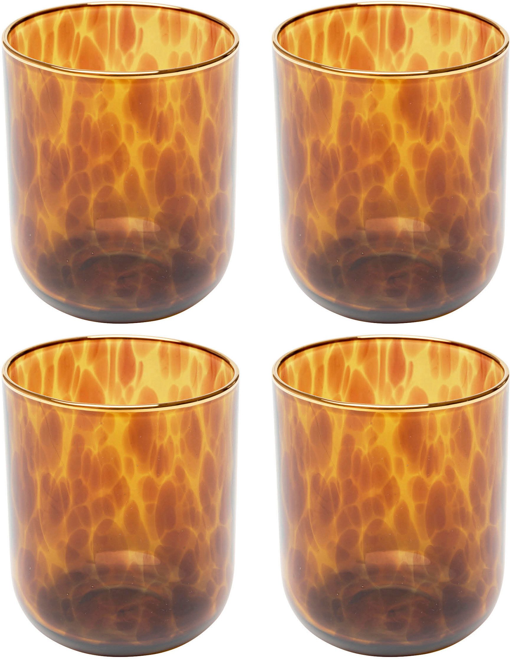 Kare Design Glas Caramel, 4-tlg., Glas, Longdrink-, Wein-, Sekt- oder Wasserglas