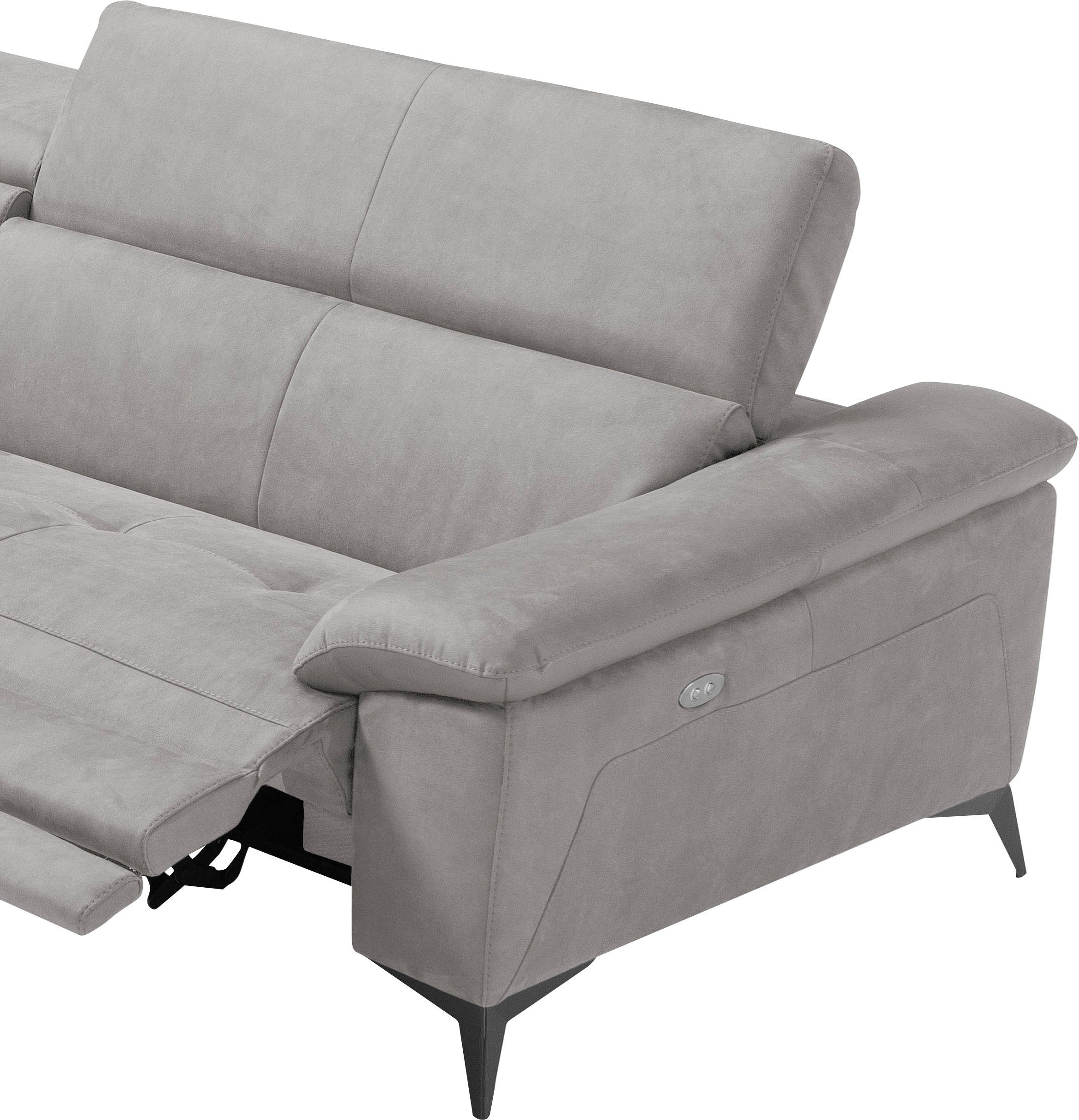 Egoitaliano Ecksofa Martine, Multifunktionssofa mit Komfortfunktionen, edel und bequem, mit Ottomane, elektrischer Relaxfunktion und Kopfteilverstellung