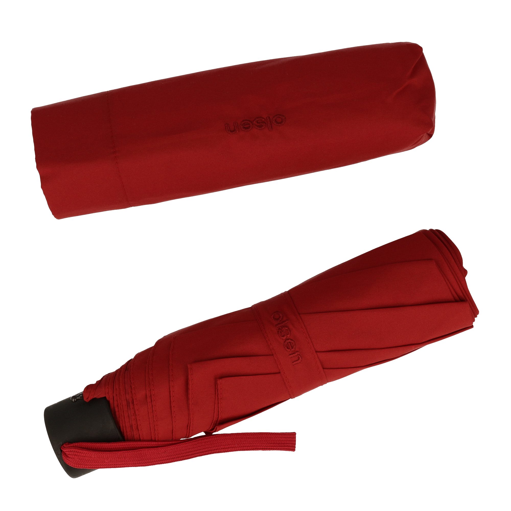 Olsen Taschenregenschirm Kleiner Regenschirm fröhlichen in für Farben Rot die Handtasche