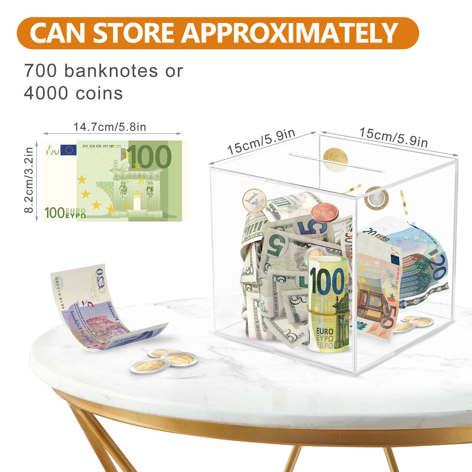 BlingBin Spardose Transparent Sparschwein Sparbüchse Groß günstig online kaufen