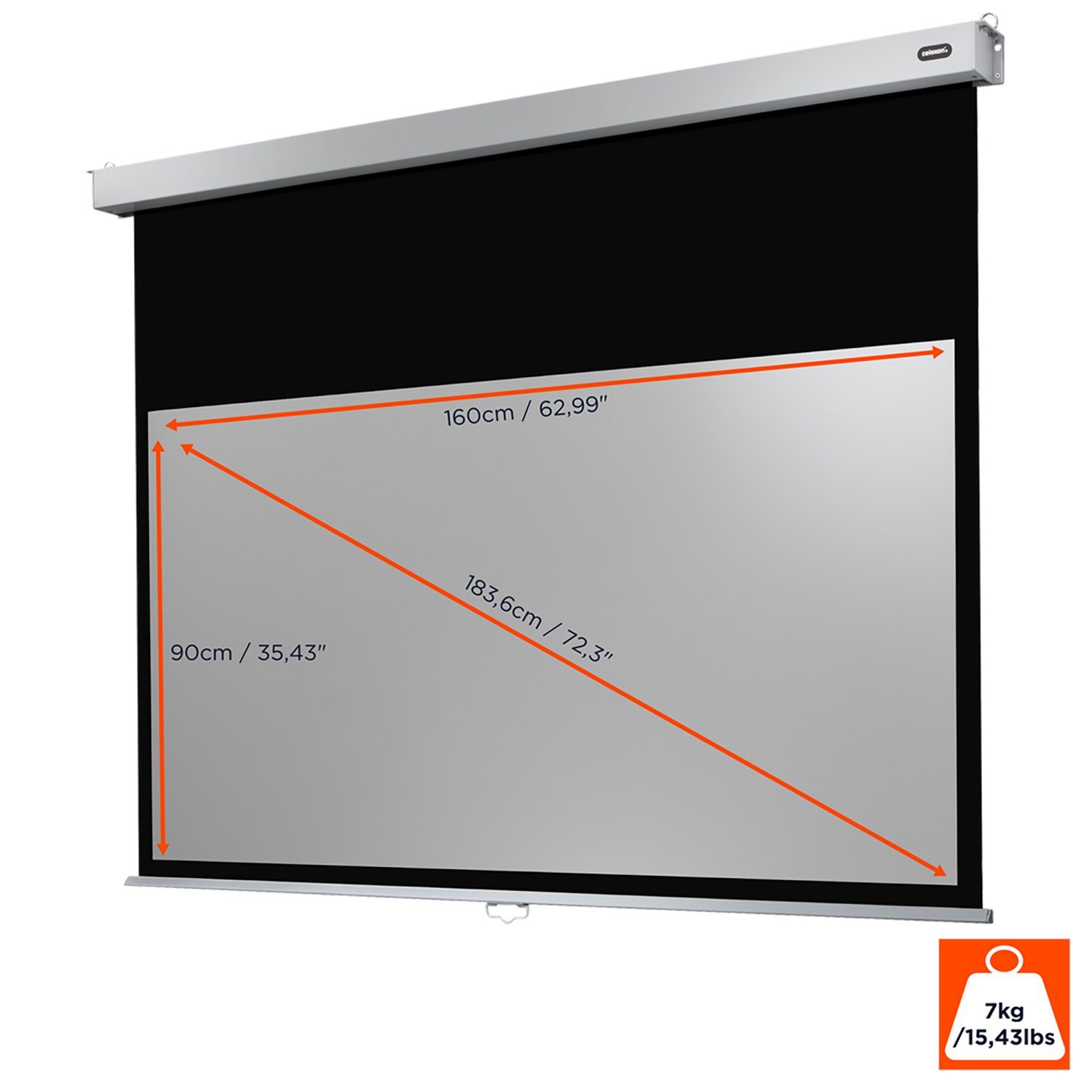 Rolloleinwand (160 90cm, Plus 16:9, x 1,2) Gain Celexon Professional