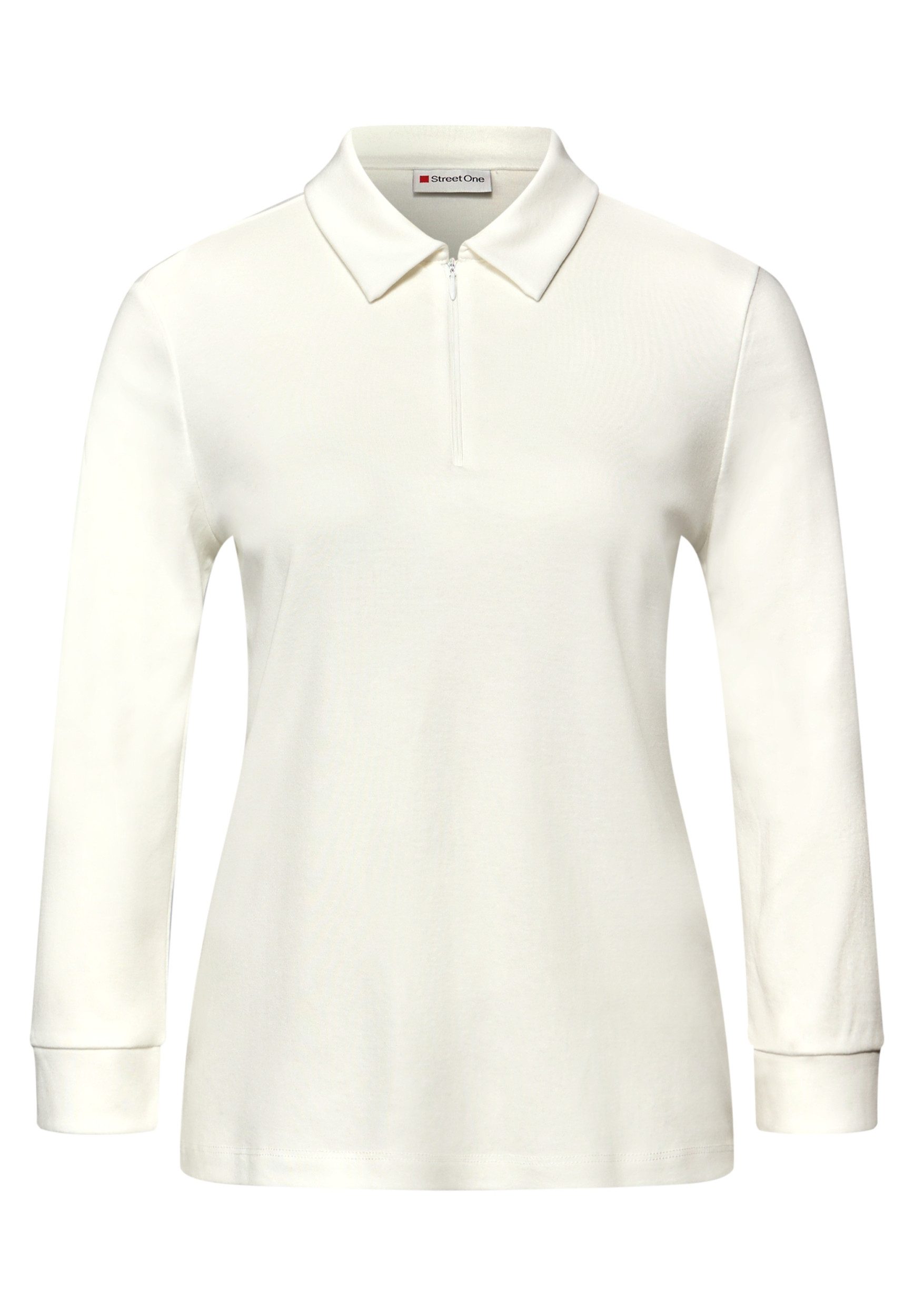 STREET ONE Langarmshirt LTD QR basic polo shirt w.zipp günstig online kaufen