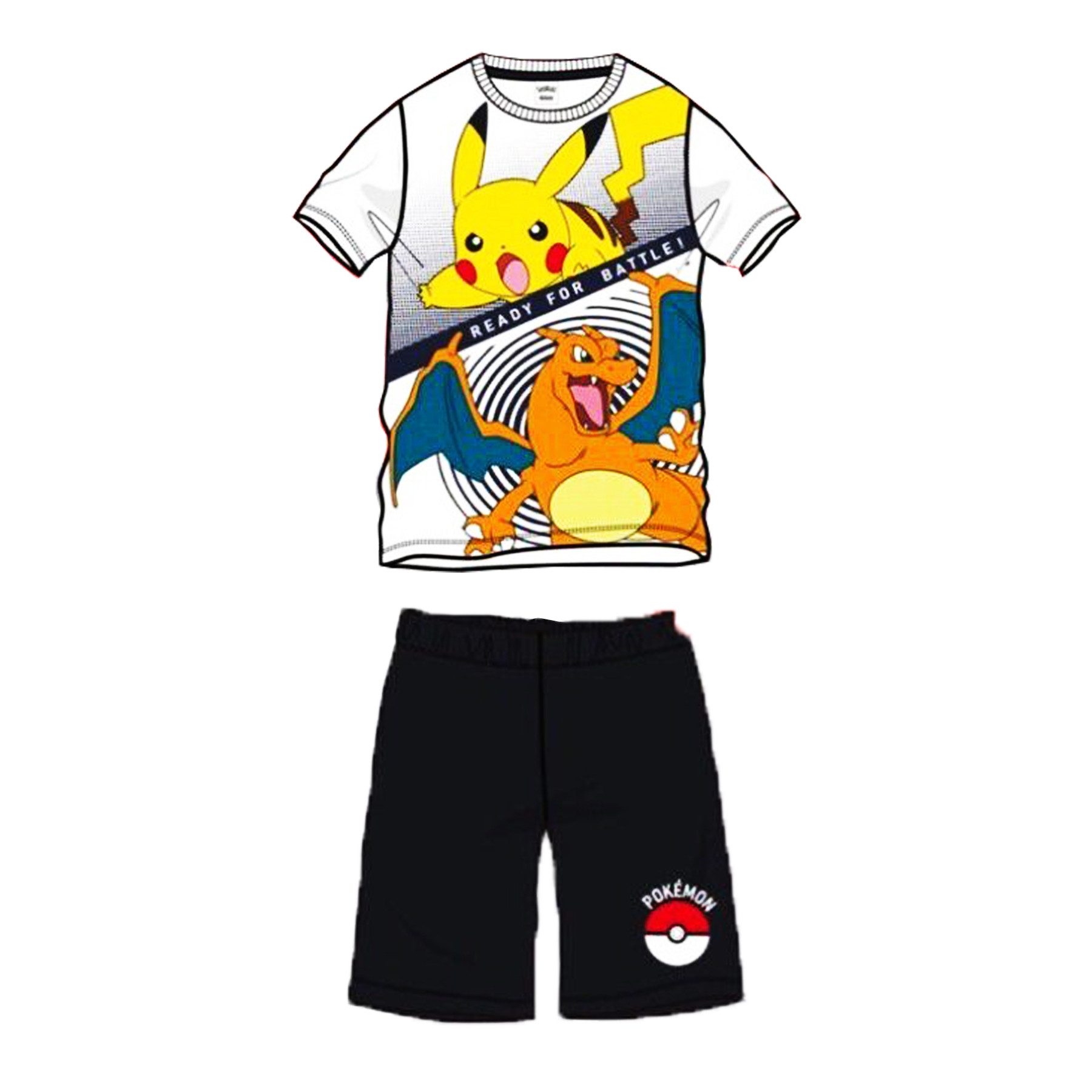POKÉMON Pyjama shortama aus Baumwolle Kurzer Schlafanzug Nachtanzug für Kinder