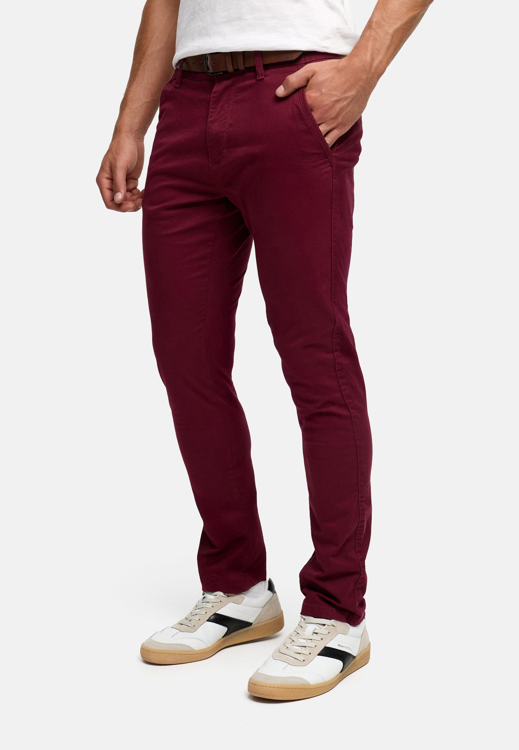 Indicode Chinohose Herren INPilli Regular-Fit Baumwollhose mit schmaler Passform mit praktischem, integriertem Gürtel