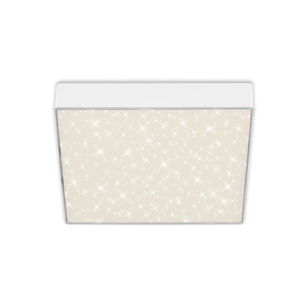 Briloner Leuchten LED Deckenleuchte 7077-416, Sternenhimmel, LED fest integriert, 2700K - Extra-Warmweiß, Deckenlampe, 21,2x21,2x3,6cm, Weiß, 16W, Wohnzimmer, Schlafzimmer