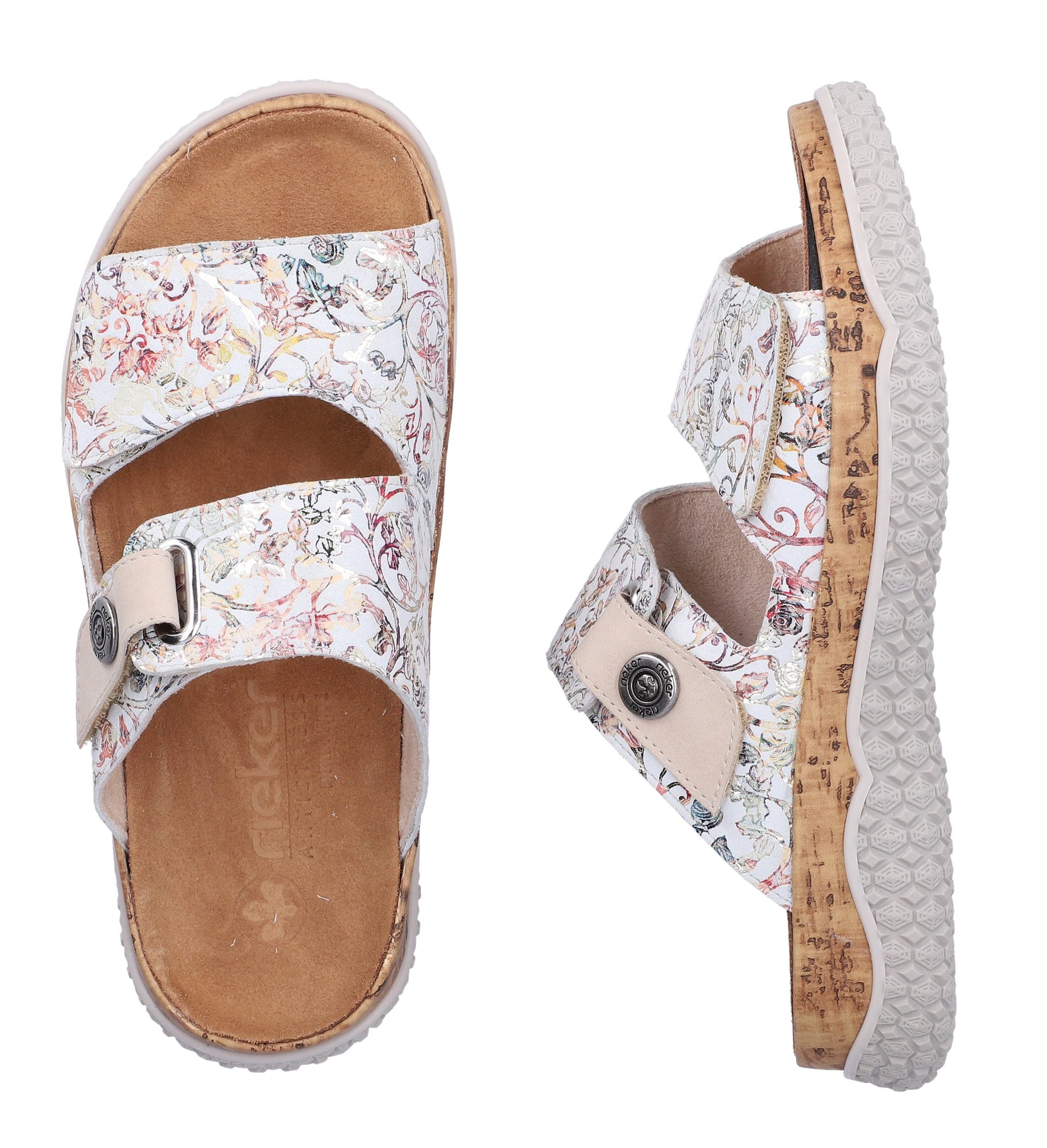 Rieker Pantolette Sommerschuh, Schlupfschuh, Hausschuh mit Klettriemchen