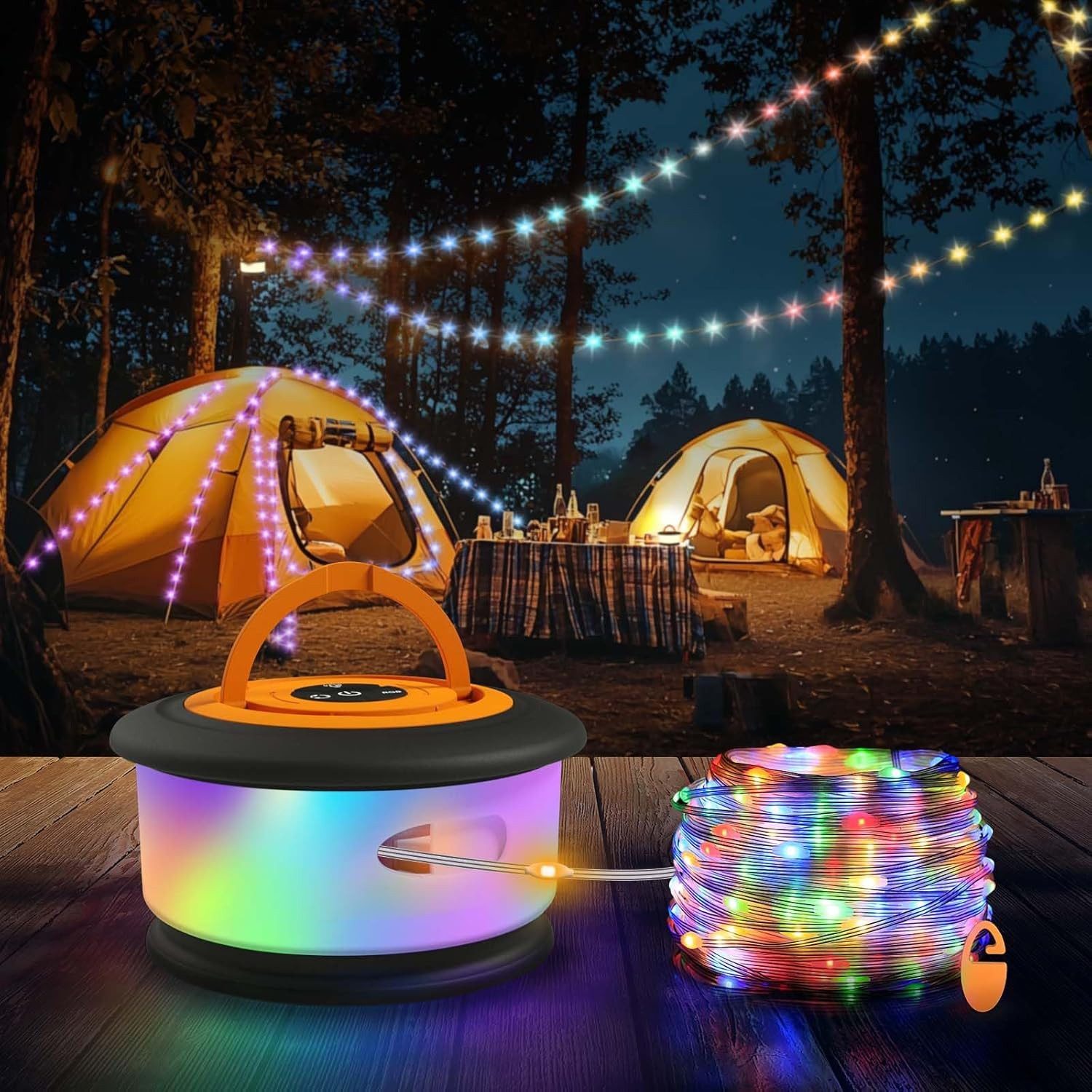 FELIXLEO LED-Lichterkette 10 m Camping Lichterkette 3-in-1 Tragbare LED USB aufladbar