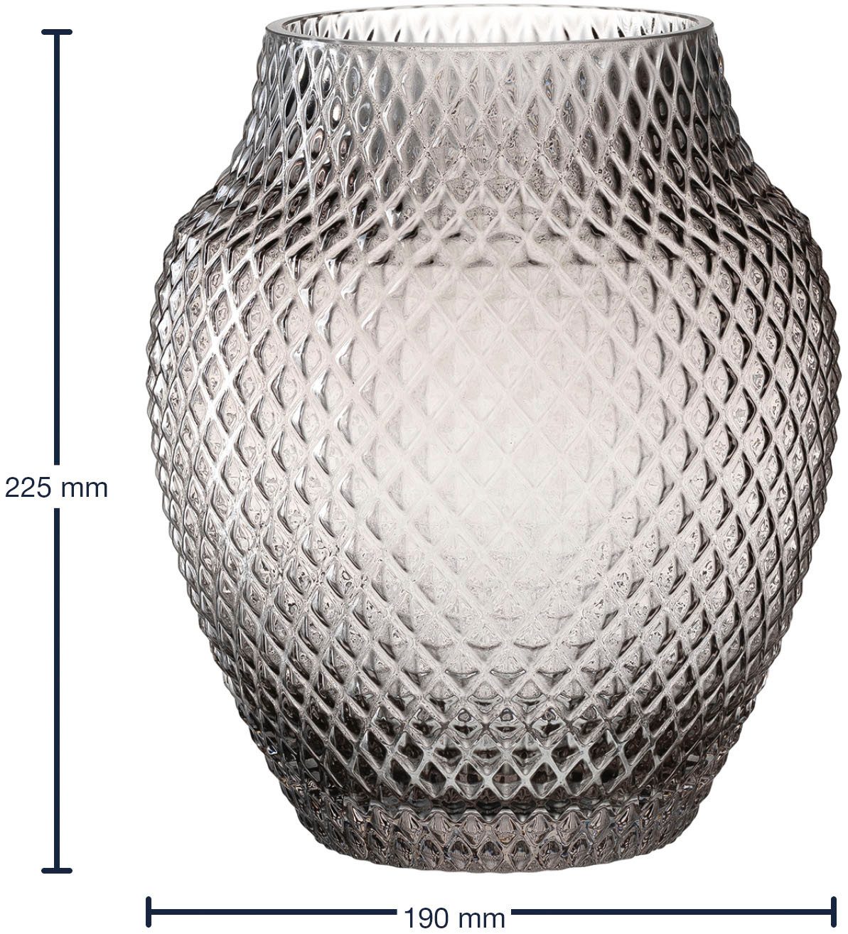 LEONARDO Tischvase Dekovase POESIA, Relief-Optik, in bauchiger Form (1 St), aus Glas, handgefertigt, Höhe ca. 22,5 cm