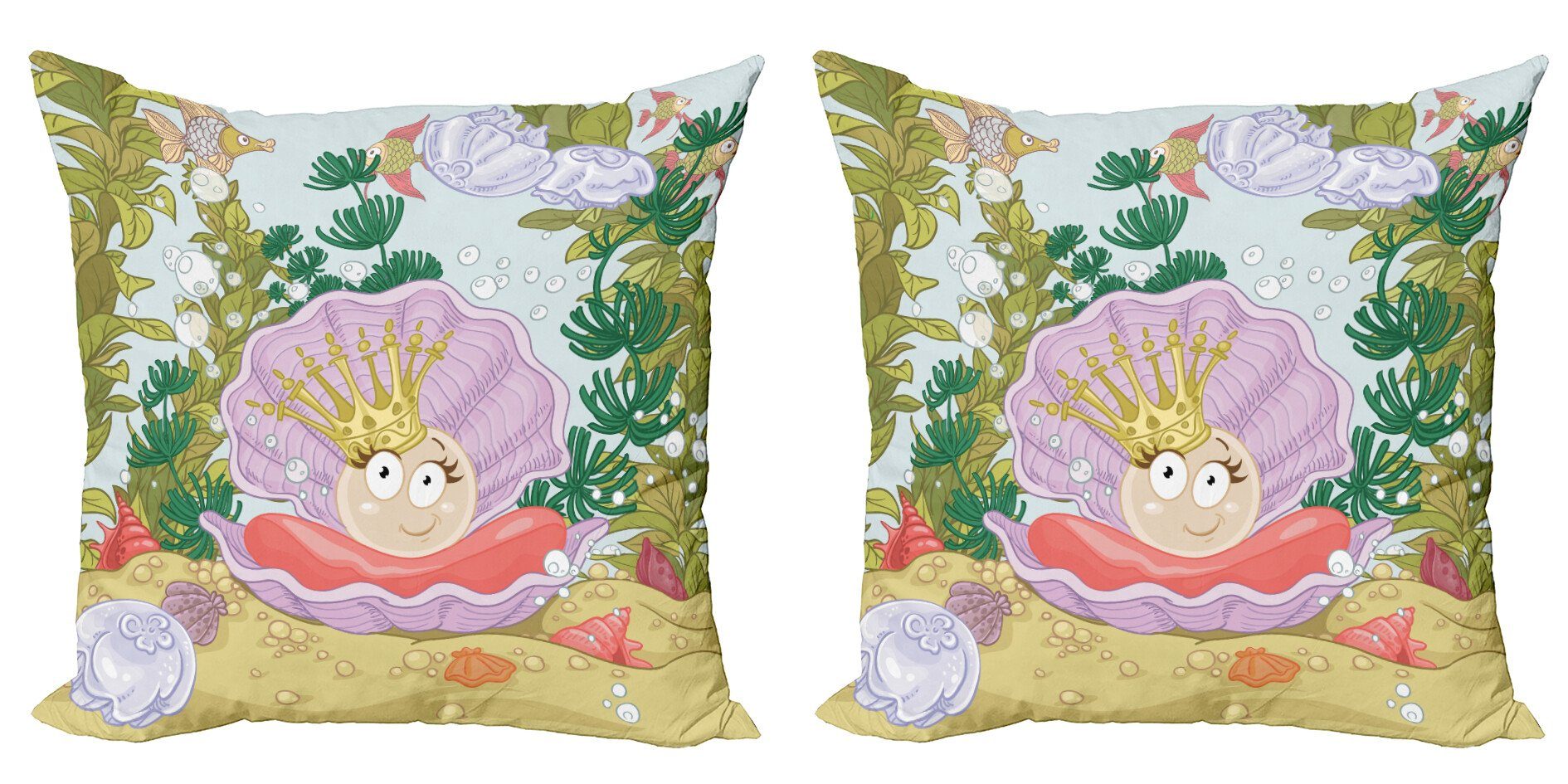 Kissenbezüge Modern Accent Doppelseitiger Abakuhaus Cartoon Perle Kids auf Shell (2 Stück), Digitaldruck
