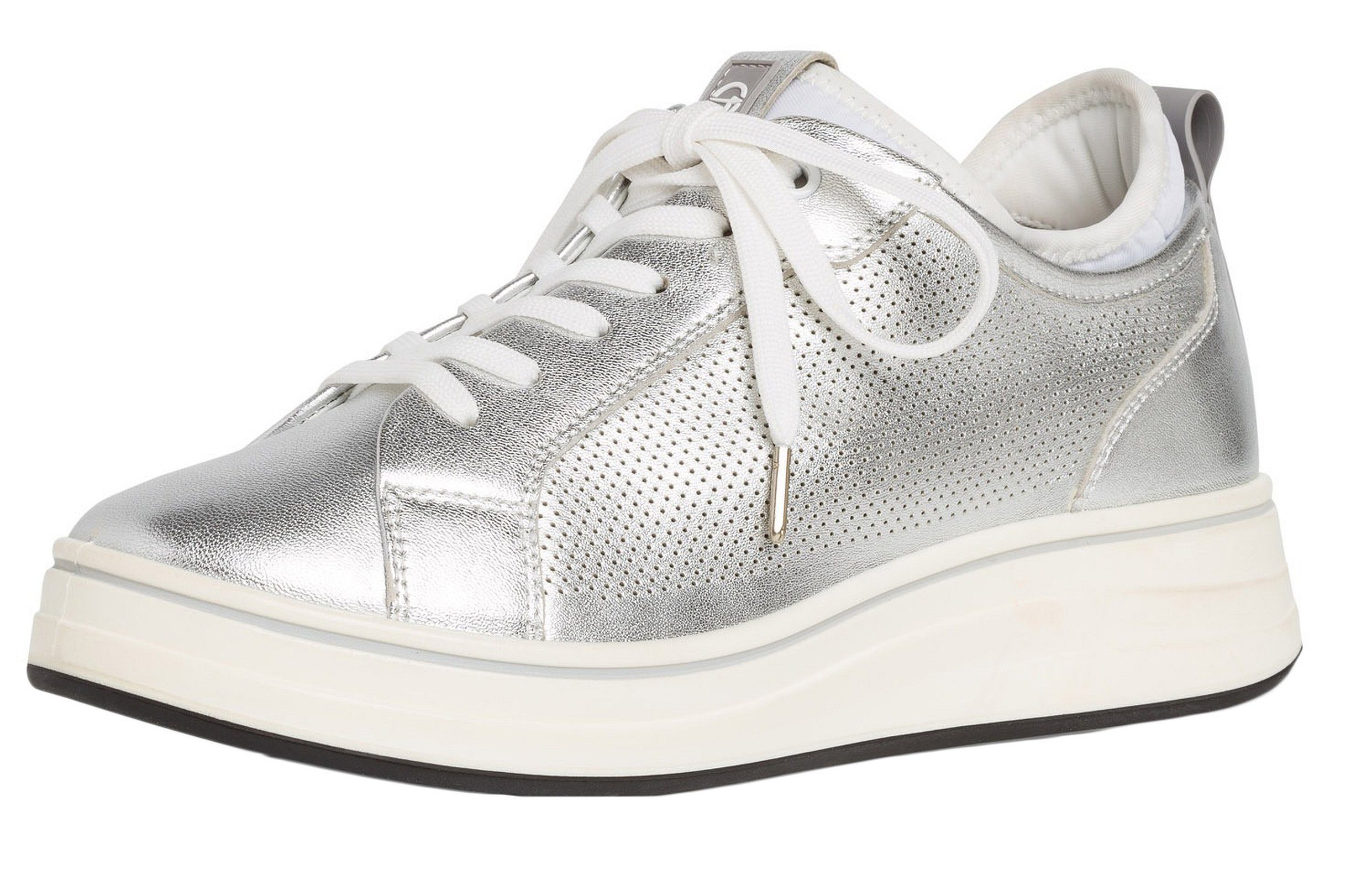 Tamaris 1-23716-24 950 Silver White Sneaker | Schnürschuhe