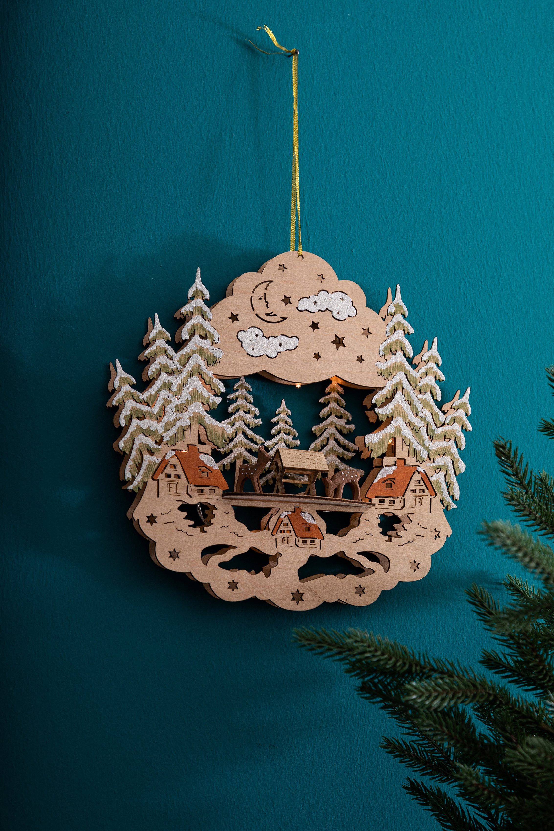 integriert, LED ca. Weihnachtsdeko, Höhe 29 Myflair aus Möbel fest cm Dekolicht Holz, & Accessoires