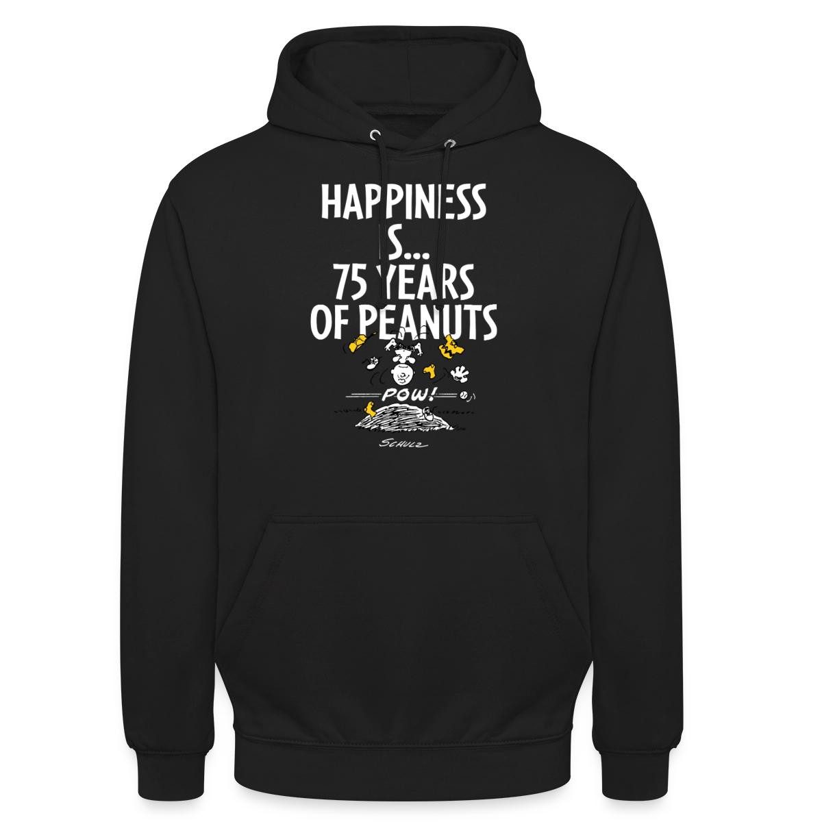 Spreadshirt Hoodie Peanuts Happiness Is… 75 Jahre Peanuts Jubiläum Unisex Hoodie (1-tlg)