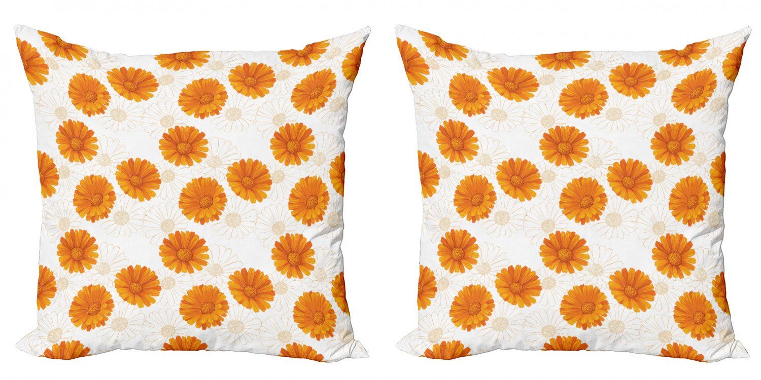 Accent Calendula (2 Stück), Modern Kissenbezüge Doppelseitiger Burnt orange Abakuhaus Blumen Digitaldruck,