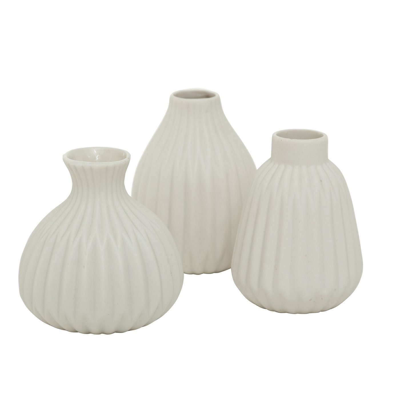 Dekovase Deko Vase im 2er Set aus Keramik Mattes Design - Weiß