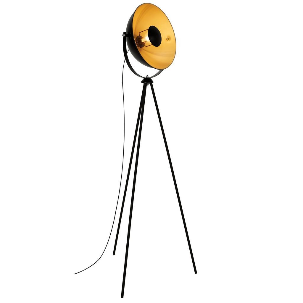 Stehlampe LED Stehleuchte schwarz-gold Metall Retro 1380-015