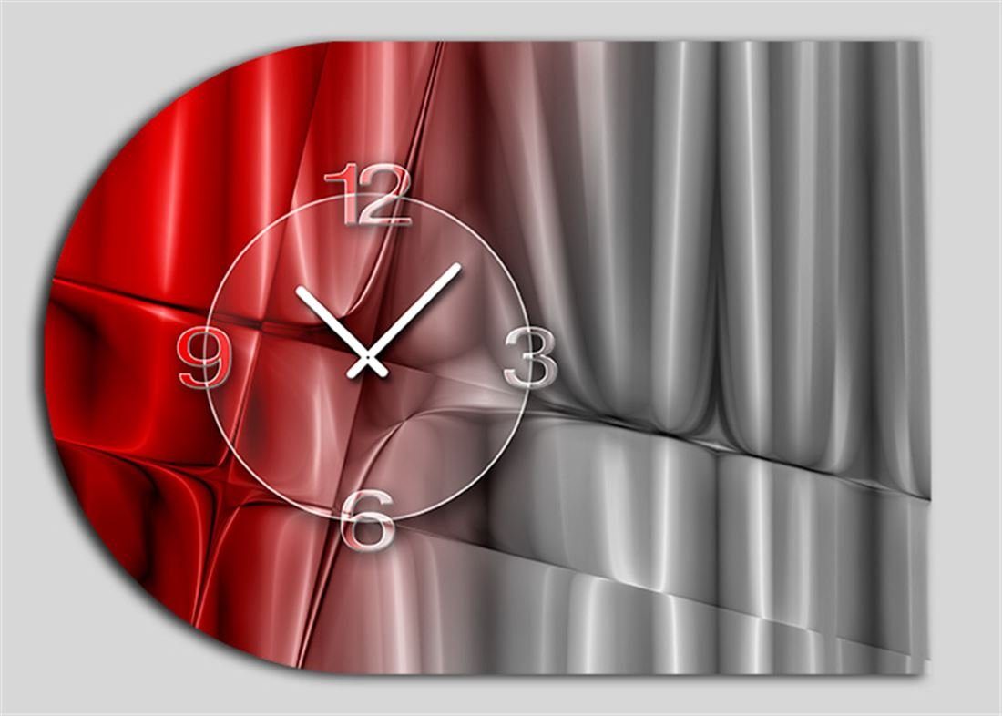 dixtime Wanduhr 6134 Dixtime Designer Wanduhr, Moderne Wohnraumuhr halbrund 50x70cm (Einzigartige Digitaldruck-Optik aus 4mm Alu-Dibond)