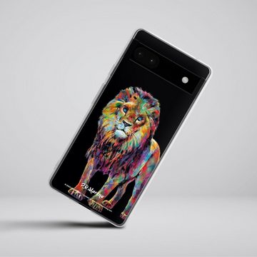 DeinDesign Handyhülle Löwe Tiere Design Lion Colorful Art By P.D. Moreno, Google Pixel 6a Silikon Hülle Bumper Case Handy Schutzhülle