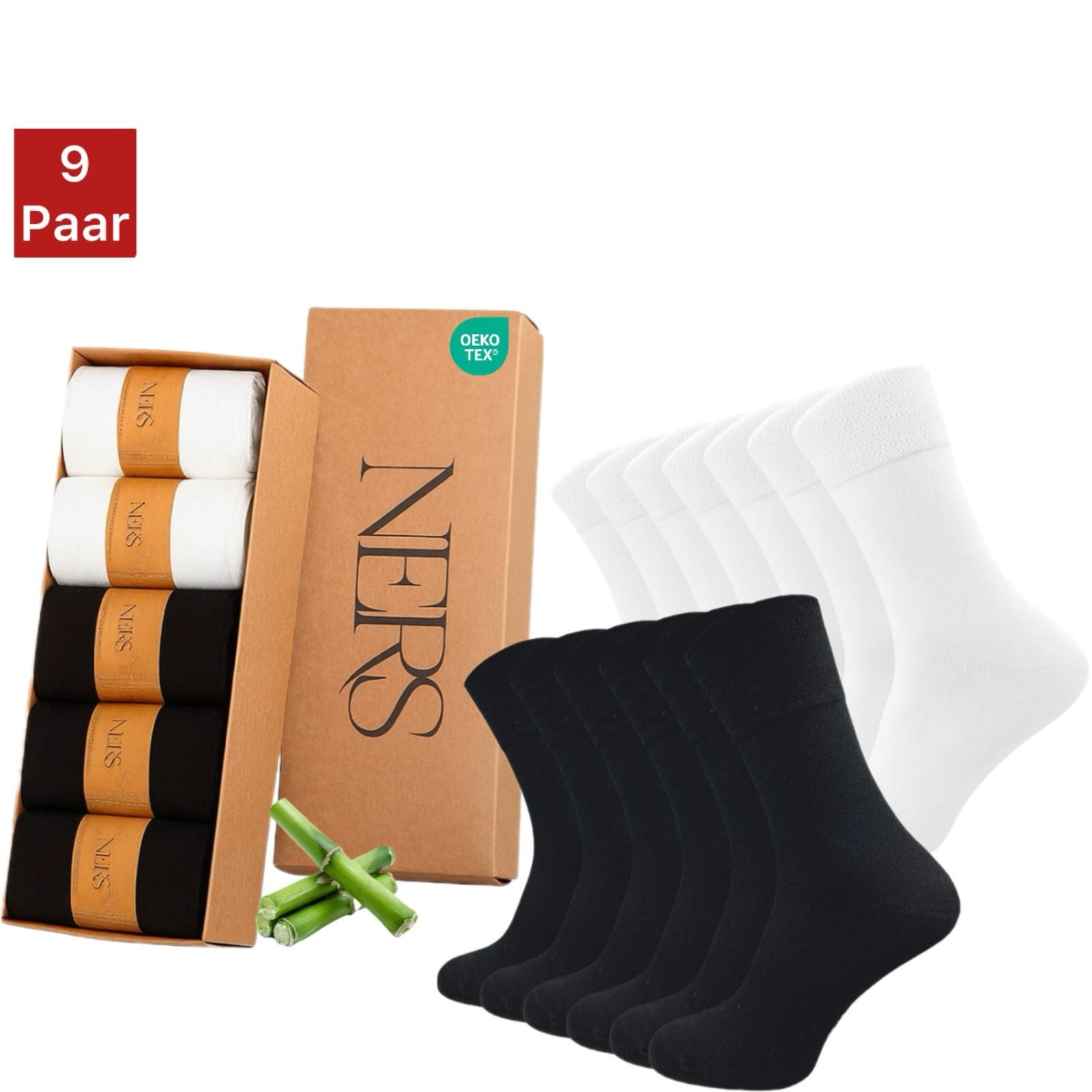 Basicsocken 6 Paar Socken aus Bambus Damen & Herren, ohne Naht, Komfortbund