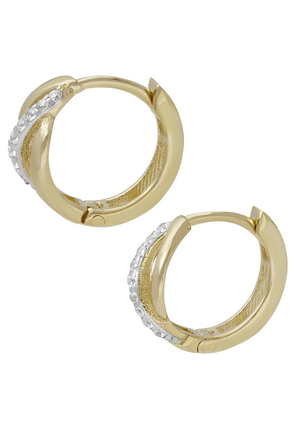 Firetti Paar Creolen Schmuck Geschenk Gold 333 Ohrschmuck Gold glitzernd, mit Zirkonia (synth)