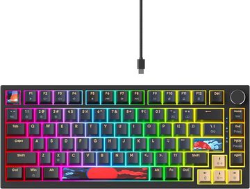 SOLIDEE RGB-Hintergrundbeleuchtung Gaming-Tastatur (mit Hot-Swap-Funktion, roten Schaltern und PC-Positionierungsplatte)