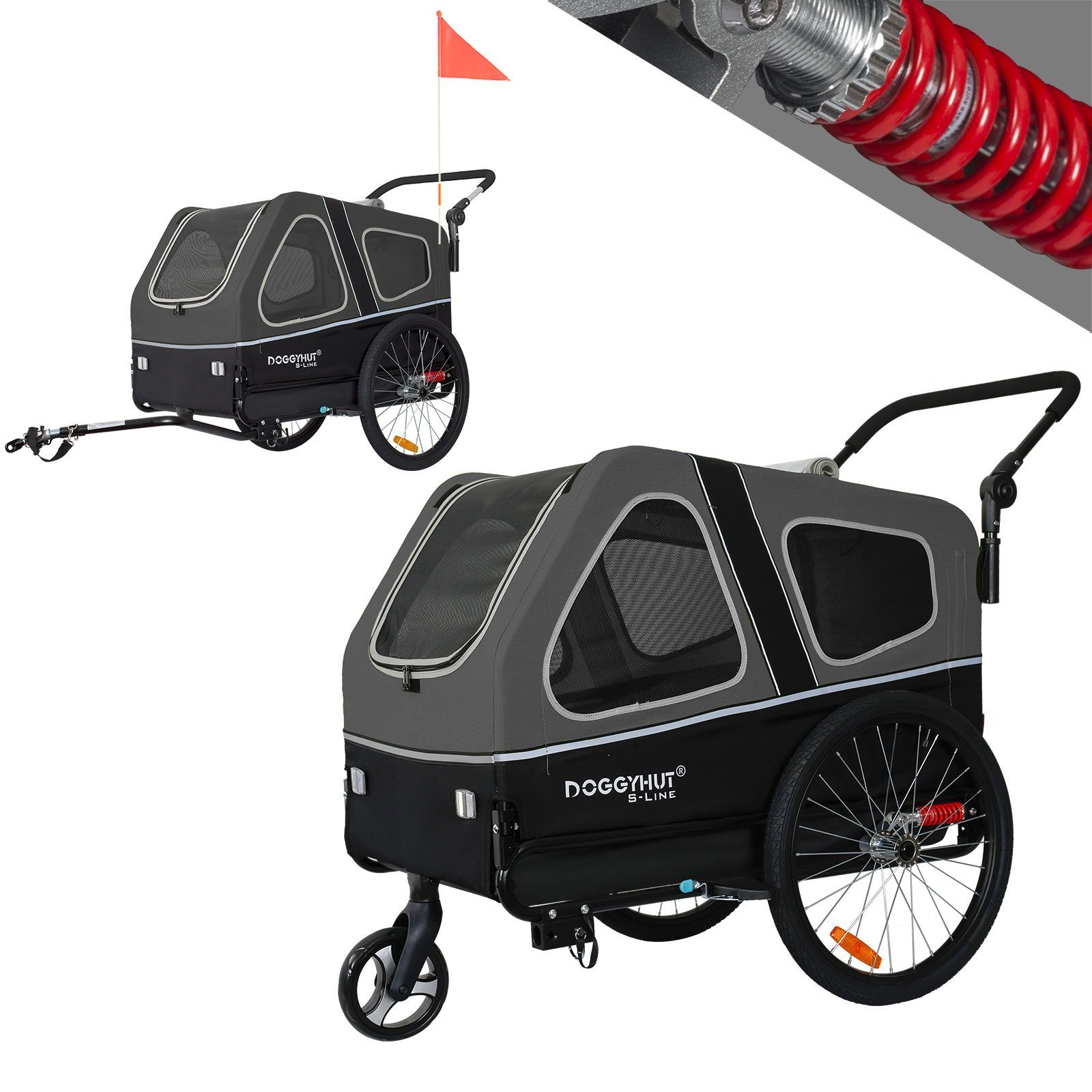 TIGGO Fahrradhundeanhänger Doggyhut S-Line XXL Fahrradanhänger & Hundebuggy 2 in 1
