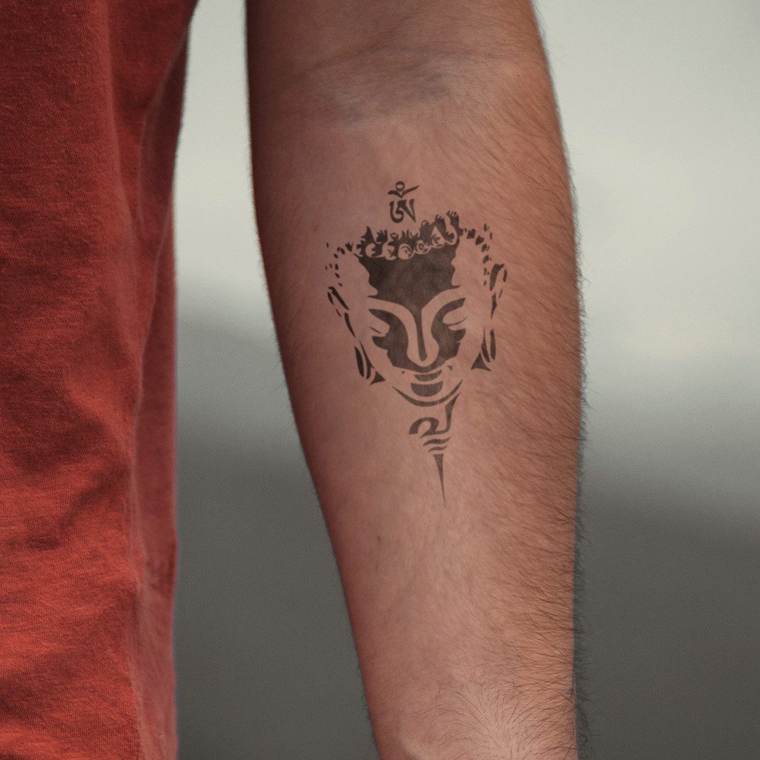 Inkster Schmuck-Tattoo Buddha Gesicht Tattoo, wasserfestes temporäres Tattoo, 2 Wochen Halt