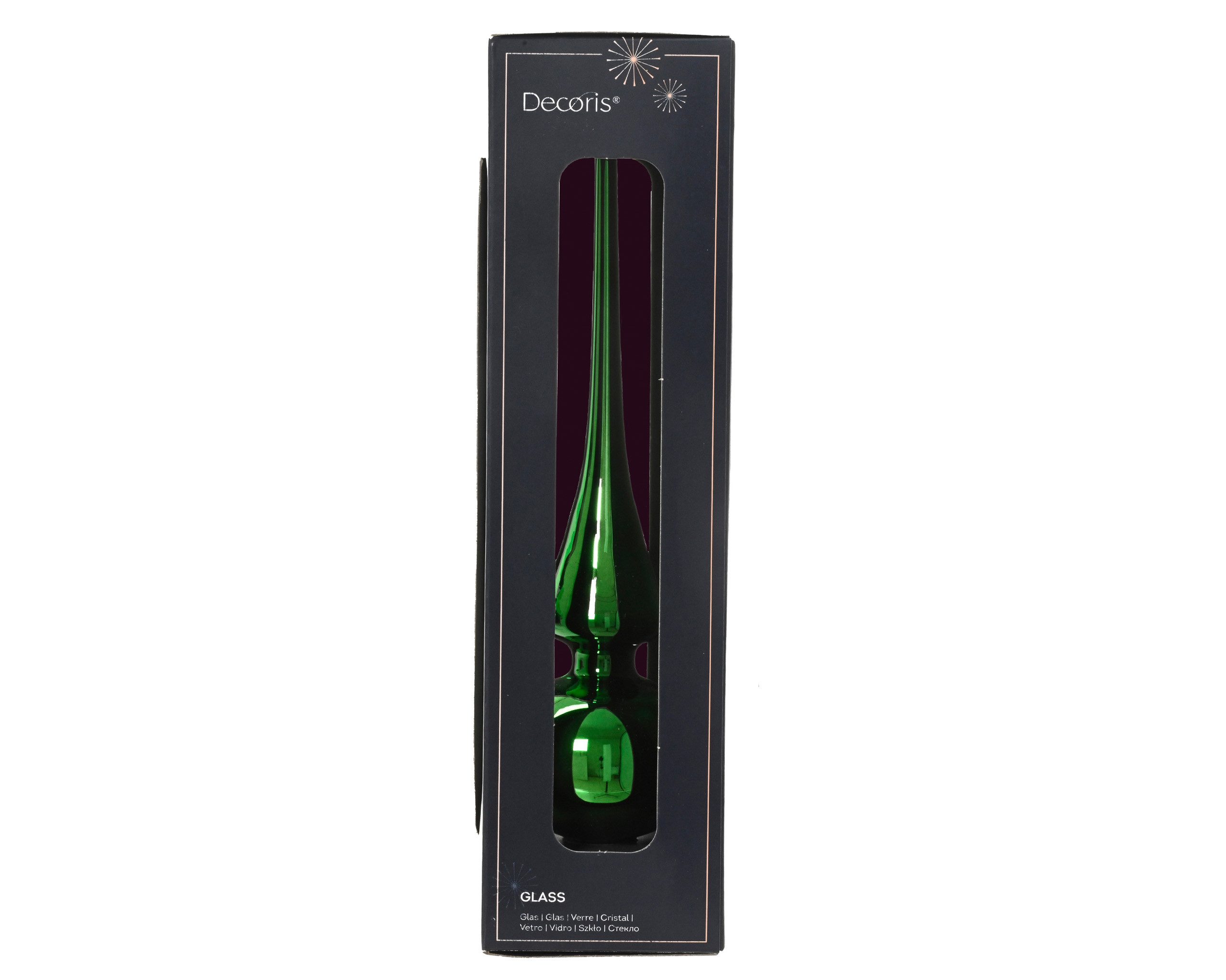 Kaemingk Christbaumspitze, Christbaumspitze Glas 26cm - Jolly grün glänzend