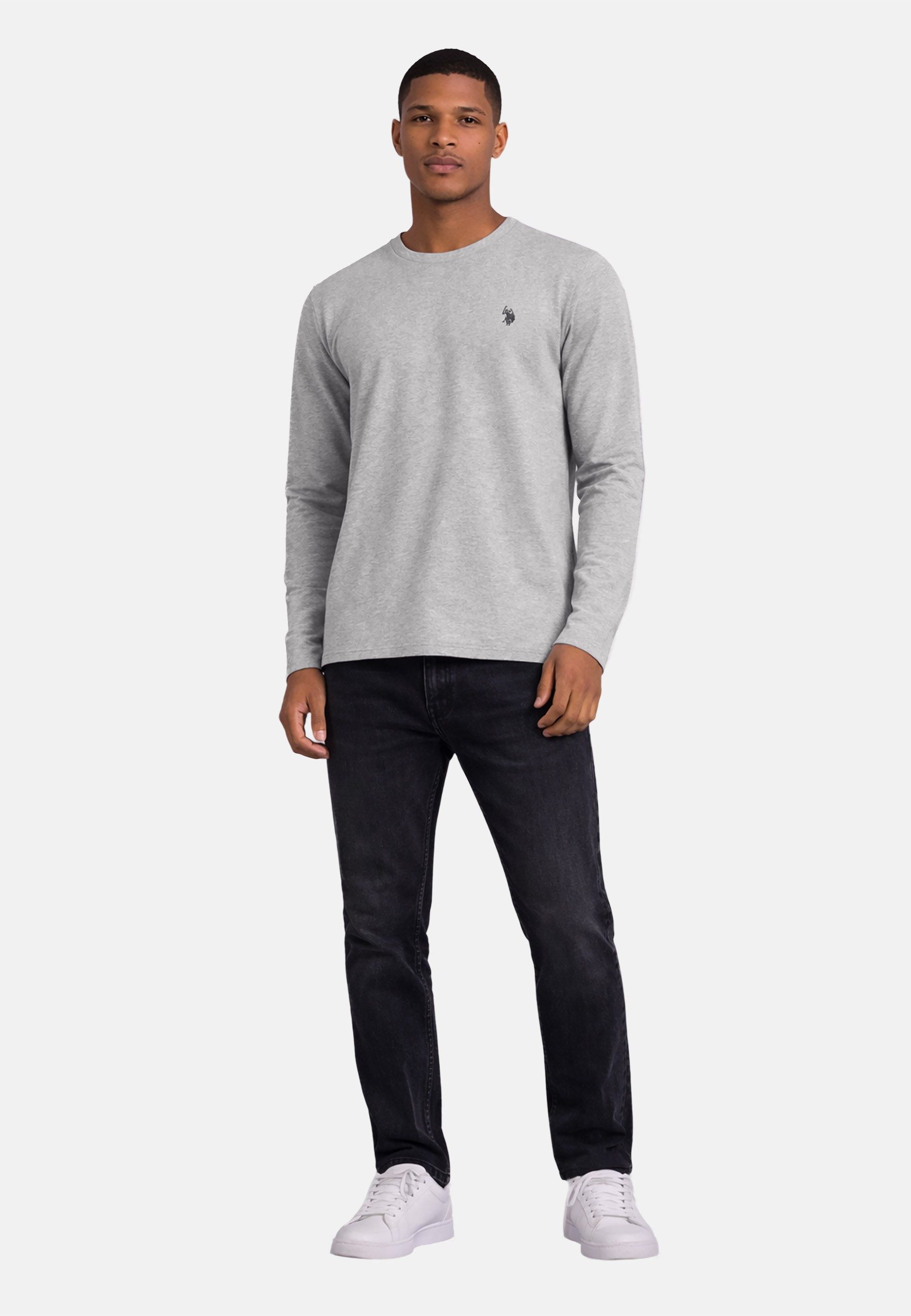 U.S. Polo Assn. Longsleeve USAaron – Herren Langarmshirt mit Logo-Stickerei Aus 100 % Baumwolle, mit Rundhalsausschnitt und klassischer Passform