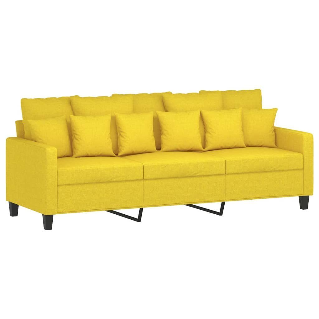 vidaXL Sofa 3-Sitzer-Sofa mit Hocker Hellgelb cm 180 Stoff