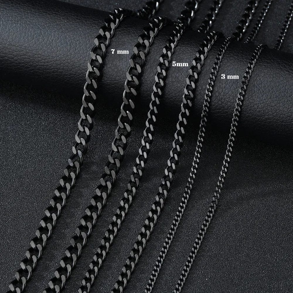 Ware aus aller Welt Panzerkette schwarze Edelstahl Halskette Breite: 3, 5, günstig online kaufen