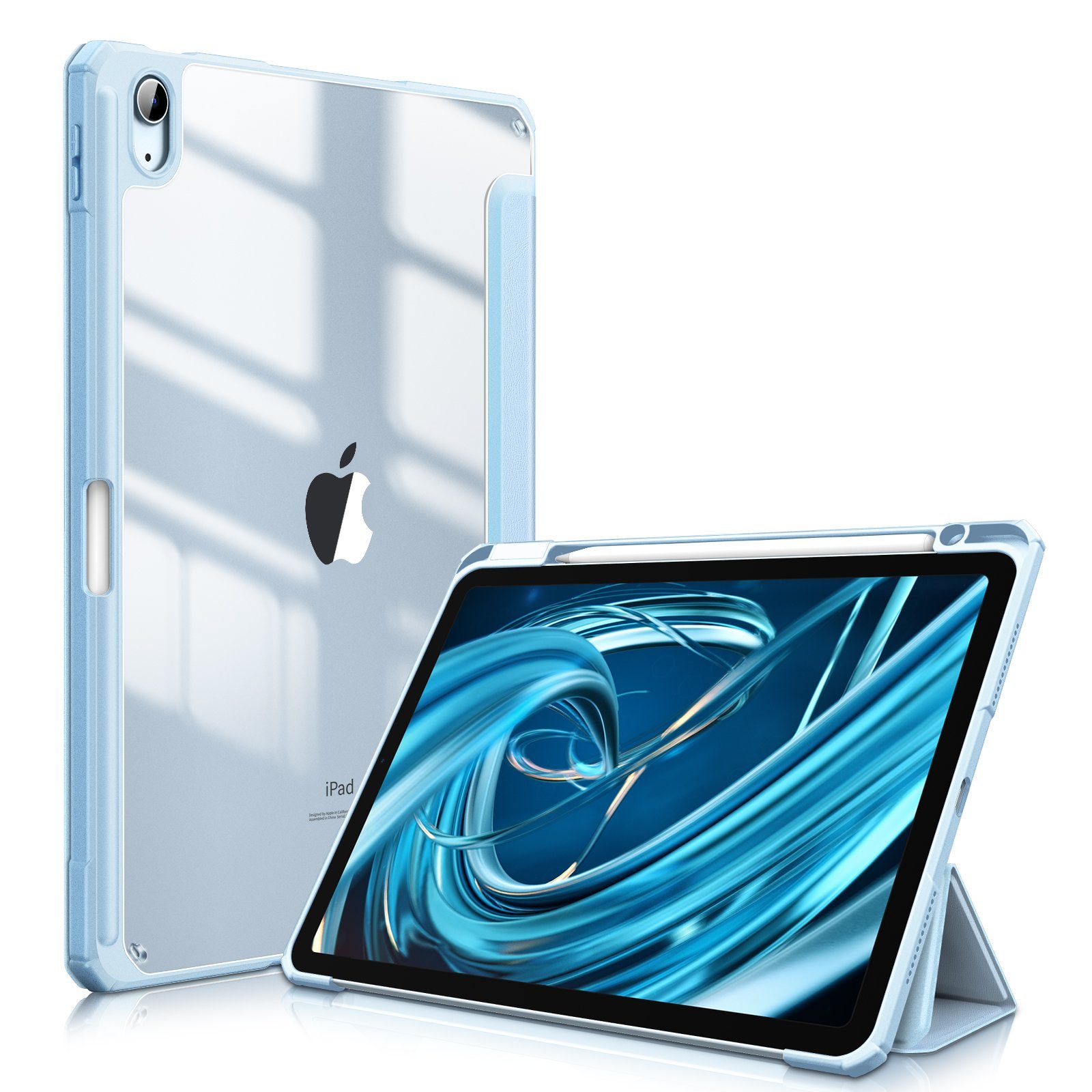 Fintie Tablet-Hülle für iPad Air 11'' M4/M3/M2(2026/2025/2024), iPad Air 5/4 Gen 2022/2020 10.9 Zoll, mit Stifthalter, Hülle mit transparenter Hartschale auf der Rückseite