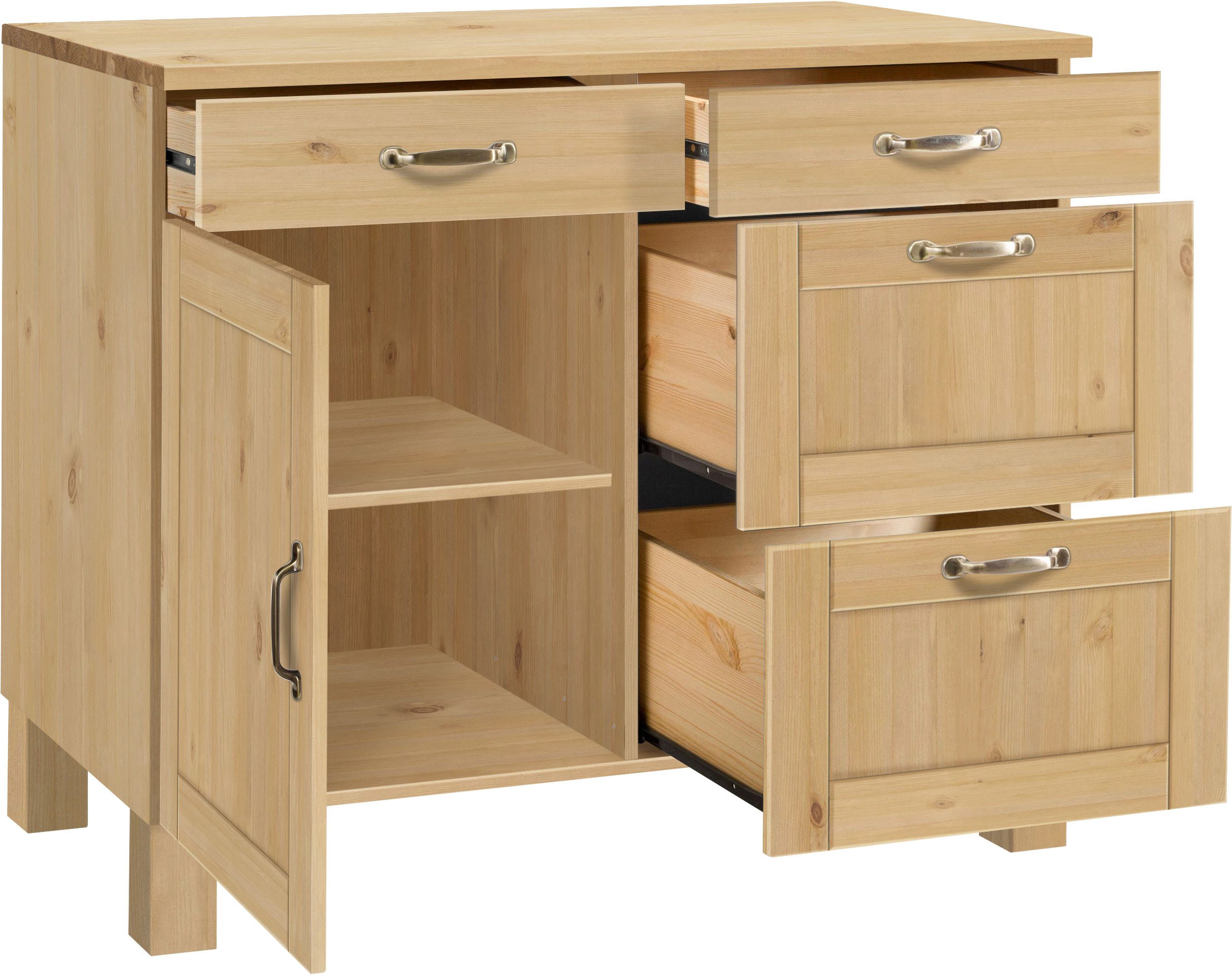 Home affaire Unterschrank Alby Breite 100 cm, 1 Tür, 4 Schubladen – Bild 3 von 5