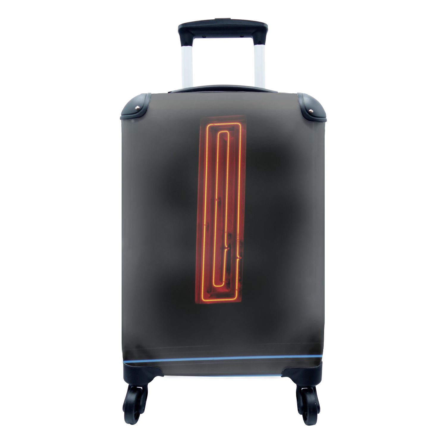 MuchoWow Handgepäckkoffer Neon-Buchstabe I, 4 Rollen, Reisetasche mit rollen, Handgepäck für Ferien, Trolley, Reisekoffer