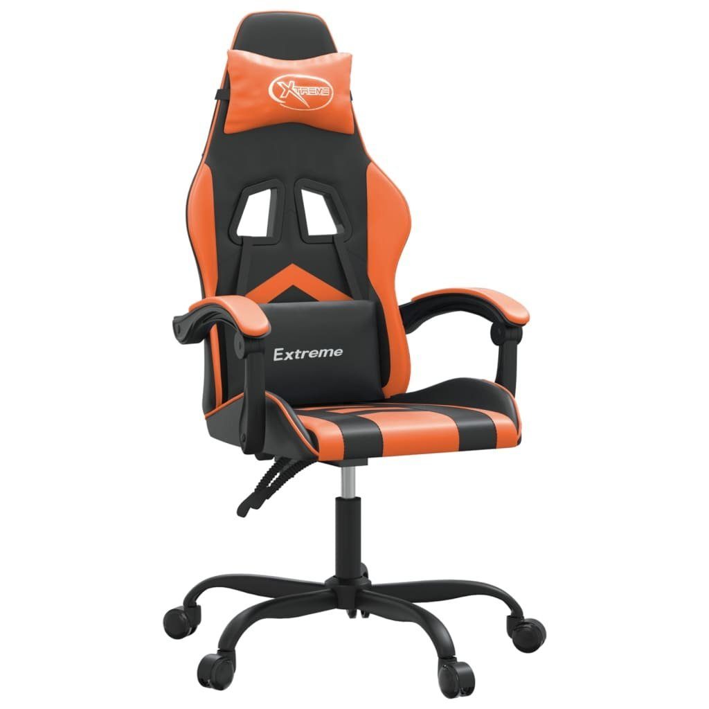 furnicato Gaming-Stuhl Schwarz Orange 57,5x59,5x(121-131) cm mit Kunstleder (1 St), Ergonomischer Spielstuhl mit Liegefunktion und verstellbarer Höhe
