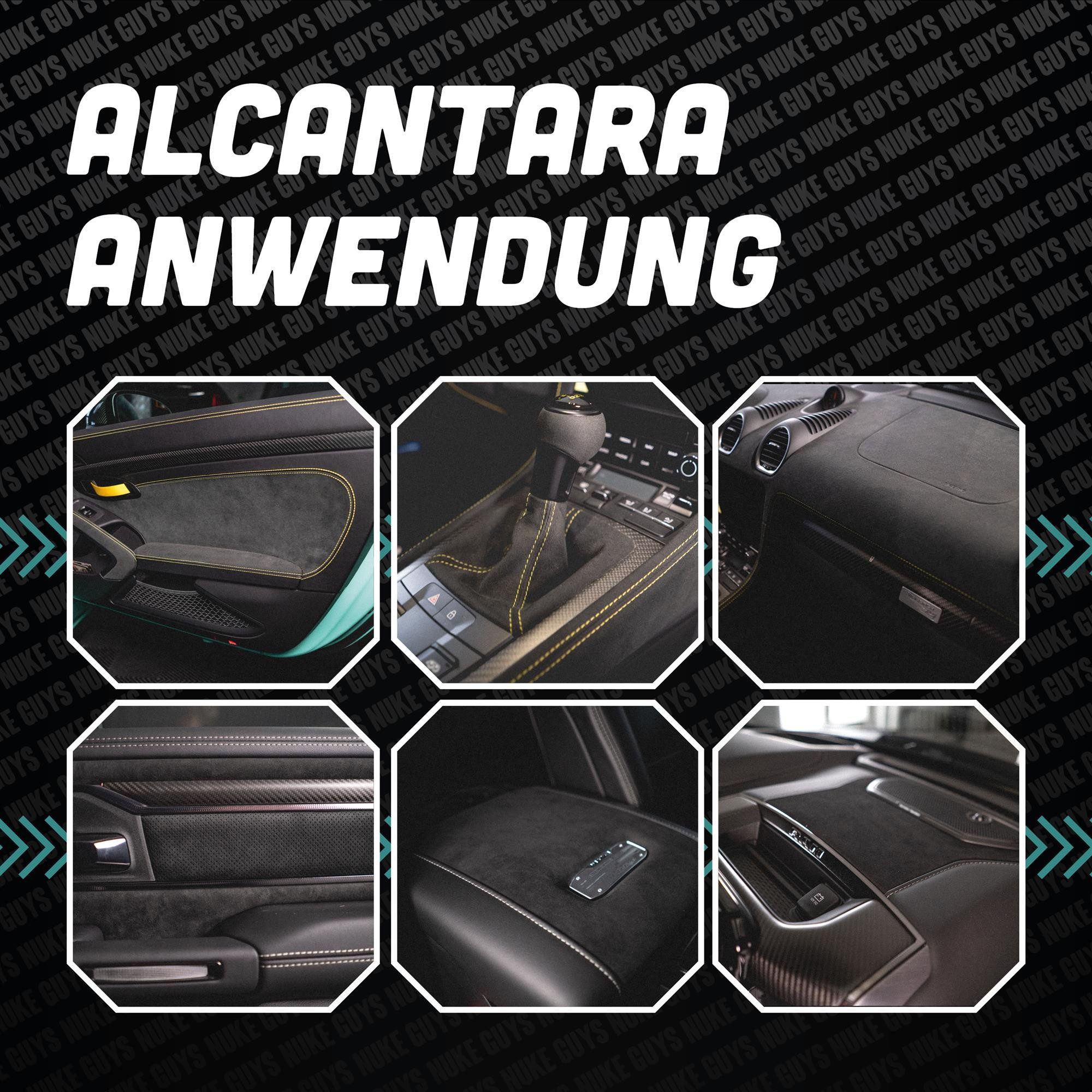 Nuke Guys Alcantara Reiniger Set 150ml Foamer mit Zubehör Auto-Reinigungsmittel (3-St. + Textilbürste + Mikrofasertuch)