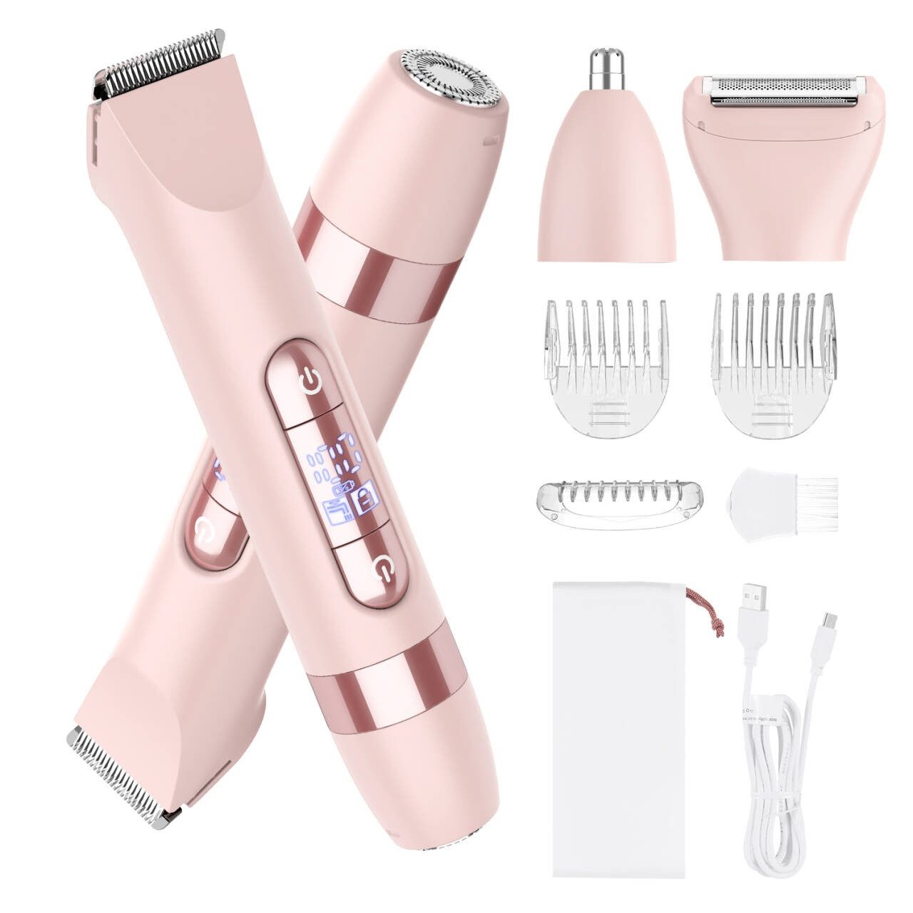 HATTEKER Epilierer HT-596, Aufsätze: 1 St., Dual-Kopf-Design, Gesichtsepilierer, Nasenhaartrimmer, Körperrasierer 4-in-1