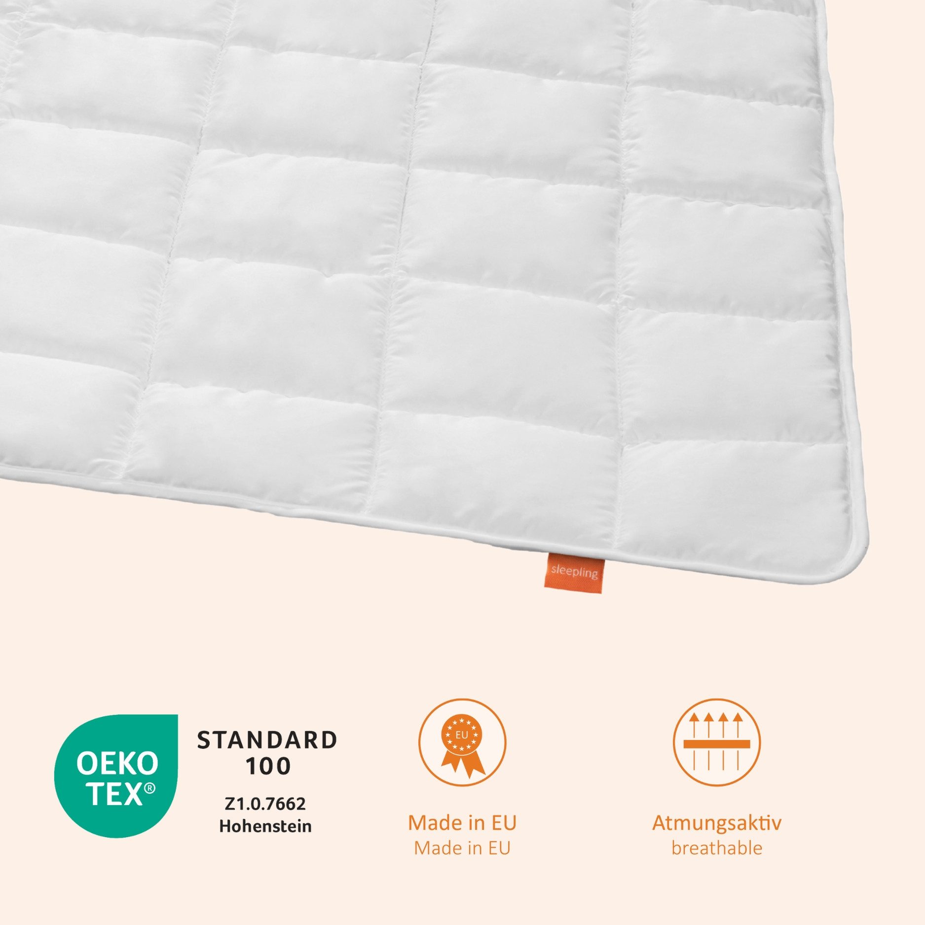 sleepling Microfaserbettdecke für Allergiker, Füllung: hochwertige Markenvollfaser aus 100% Polyester, antibakteriell, antimilben, Peachskin