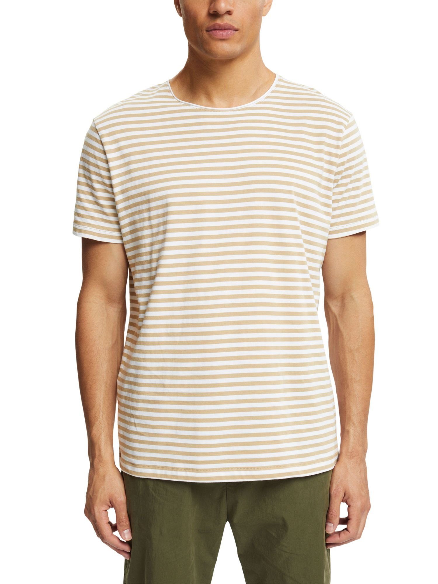 T-Shirt Streifenmuster (1-tlg) Esprit mit BEIGE Jersey-T-Shirt