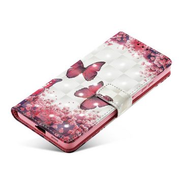 FITSU Handyhülle Handytasche für Samsung Galaxy S21 Ultra Hülle Schmetterling Motiv 6,8 Zoll, Flipcase für Samsung S21 Ultra Handyhülle, Handytasche mit Kartenfach