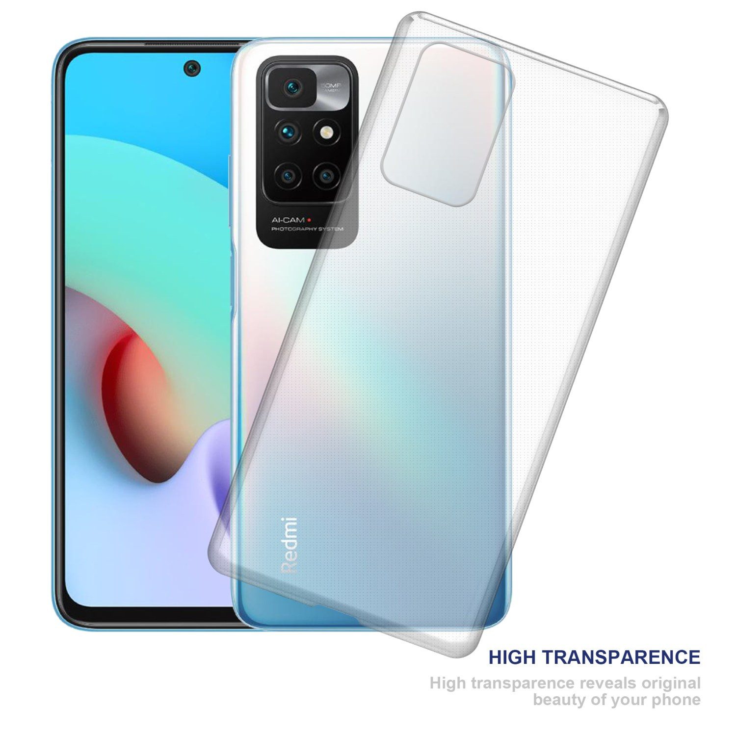 Cadorabo Handyhülle für Xiaomi RedMi 10 Hülle Xiaomi RedMi 10, Hülle TPU Silikon Handy Schutzhülle Slim Transparent Case Cover