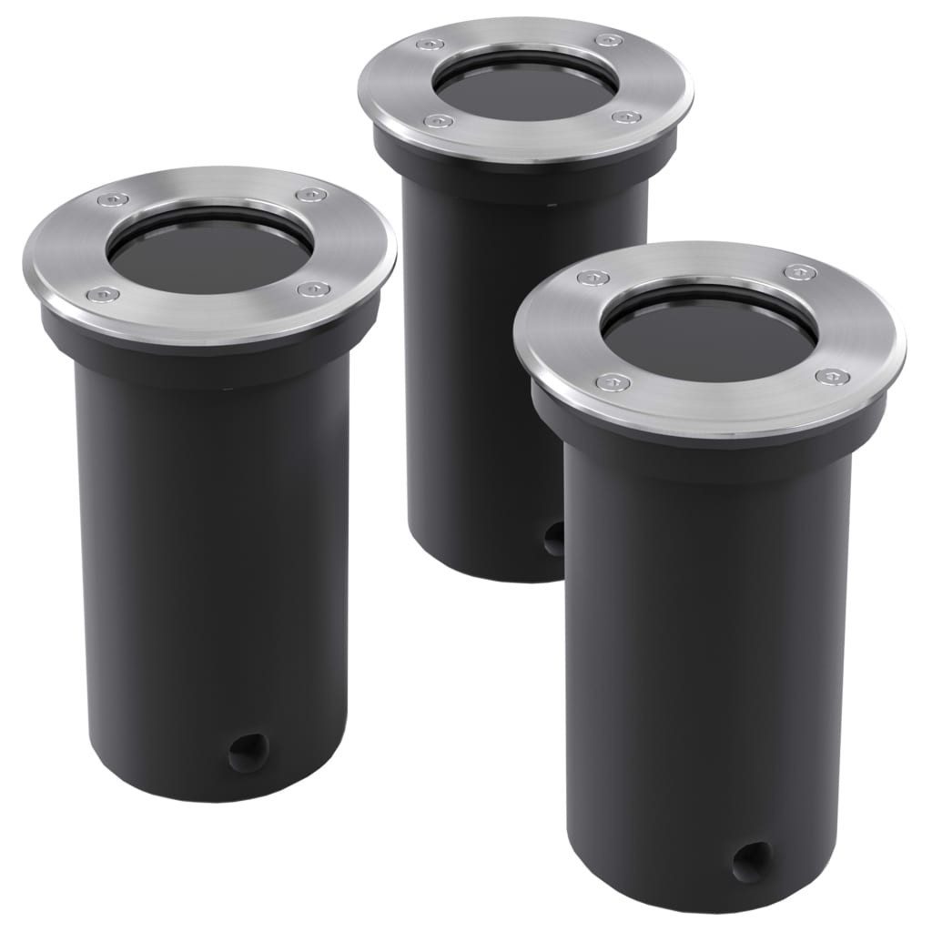 vidaXL Einbauleuchte Bodenstrahler Bodenlampe Bodeneinbauleuchten rund 3er Set