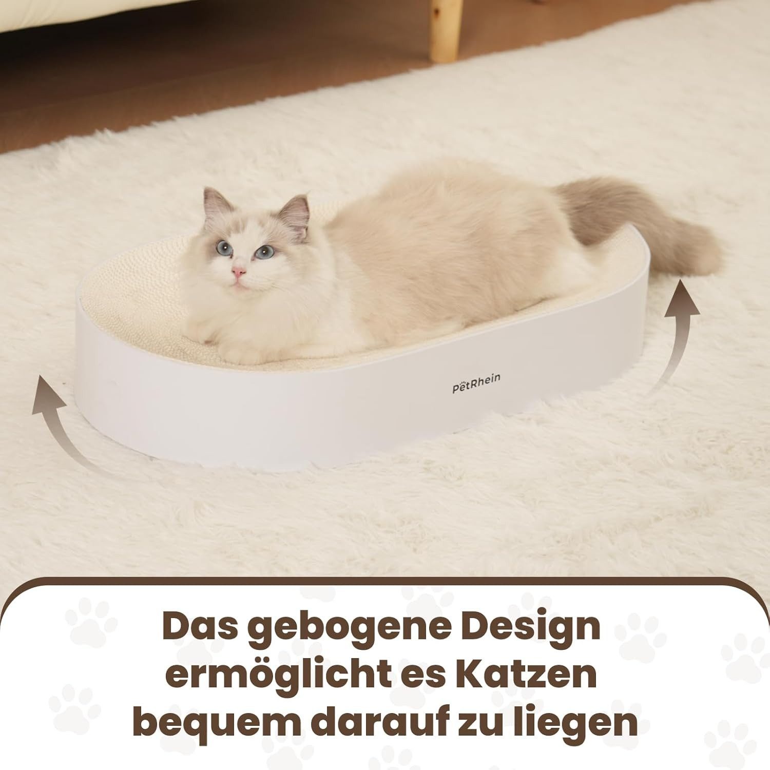 PetRhein Kratzpappe,Kratzmöbel, Kratzspielzeug, Kratzbrett aus hochwertigem Wellpappe, BxLxH: 35x63x10 cm