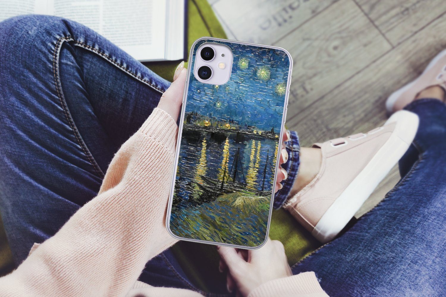 MuchoWow Handyhülle für Apple iPhone 11 Sternennacht über der Rhone - Van Gogh - Kunst, Smartphone-Bumper, Print, Handy Schutzhülle Dünn