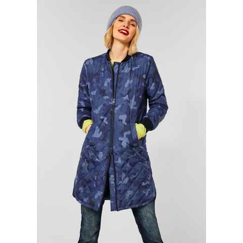 STREET ONE Outdoorjacke Street One Lange Damenjacke in Dark Vintage Blue (1-St) Einschubtaschen