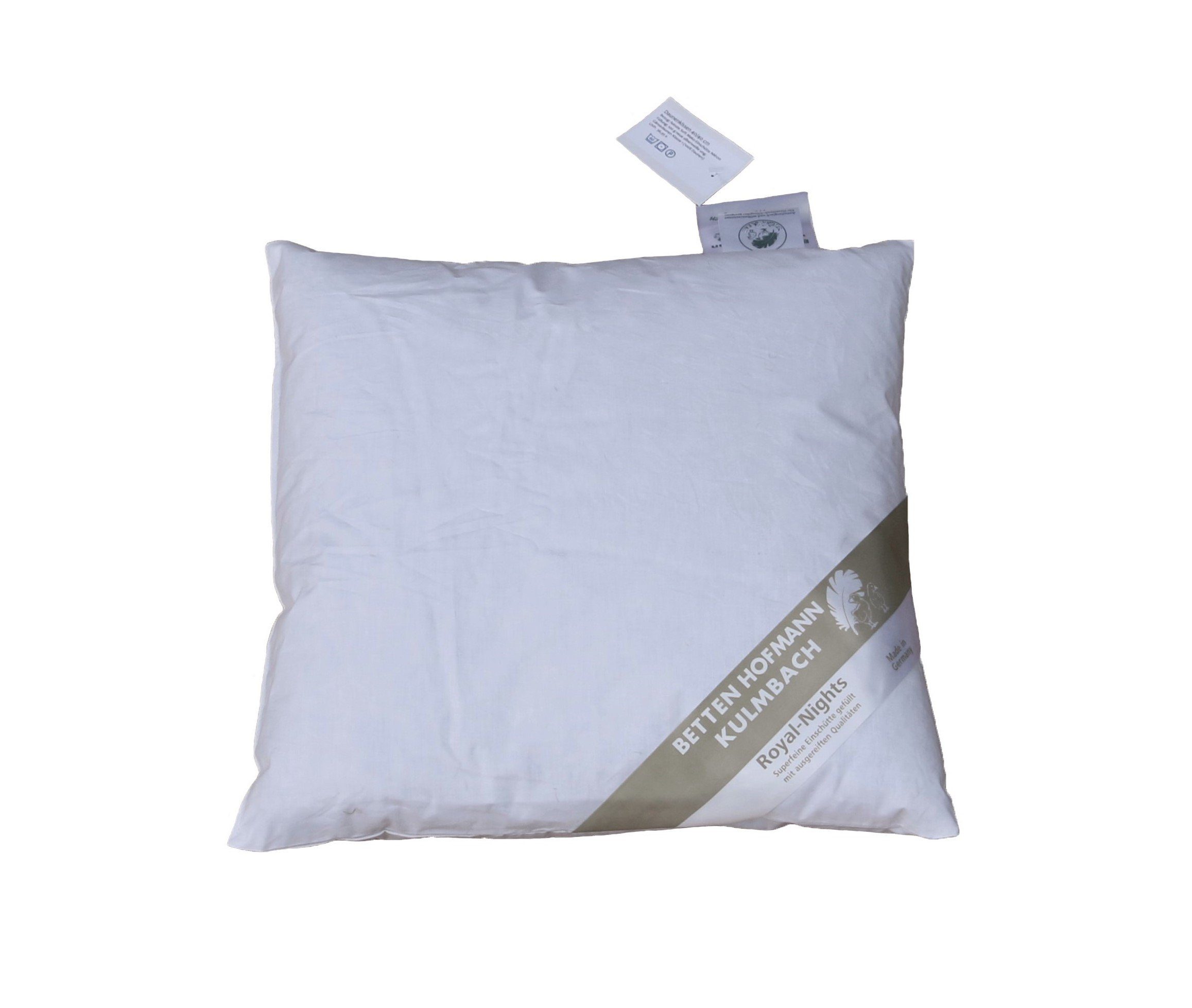 Betten Hofmann Daunenkissen Betten Hofmann Daunenkissen 40x40 cm 100 g Daunen Kuschelkissen, Füllung: 100% Daunen, Bezug: 100% Baumwolle, Seitenschläfer, Bauchschläfer, Rückenschläfer, weich und kuschelig, made in Germany