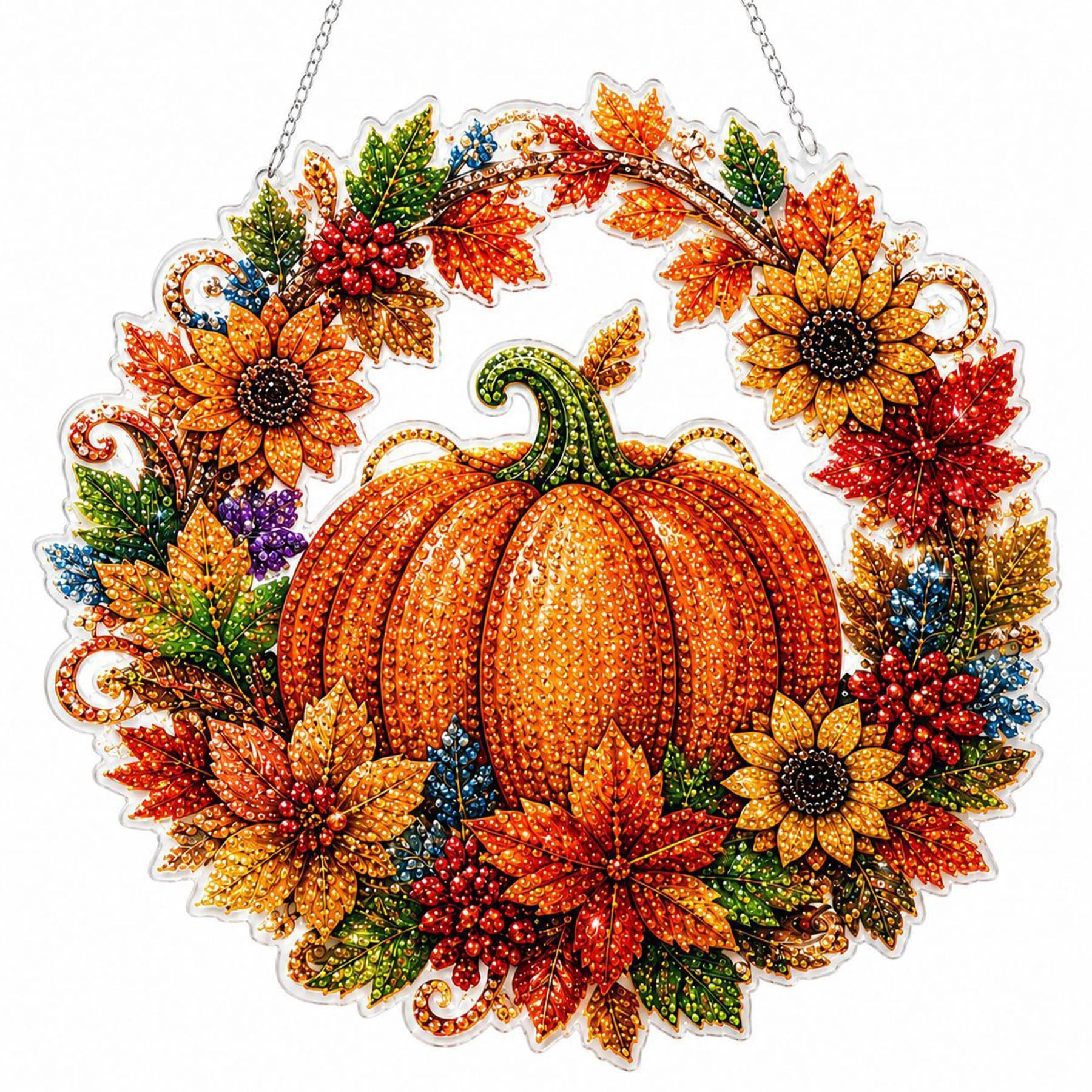 Bomiclss Kreativset Halloween-Diamond-Painting-Set für Erwachsene und Anfänger, Hängende Dekoration aus 5D-Acryl-Kristallsteinen –Wanddeko für Zuhause