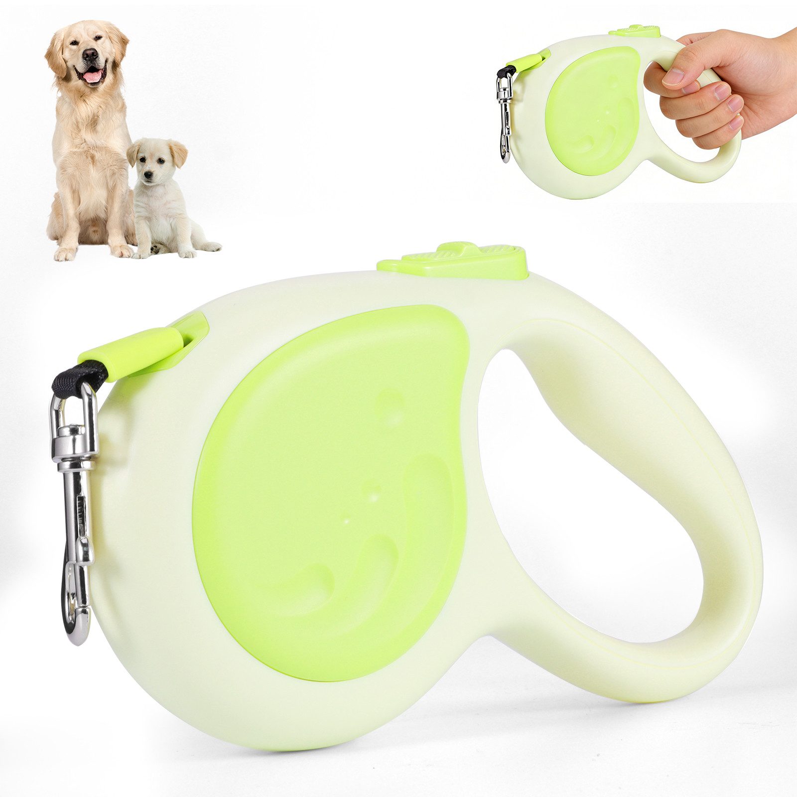 BlingBin Hundeleine Einziehbare 5M Rollleine rutschfeste Laufleinen Ausziehbare Leine, ABS (1 Stück, 1-tlg., 5M), 360°Anti-Verwicklung für Kleine & Mittel Hunde bis 30 kg von BlingBin