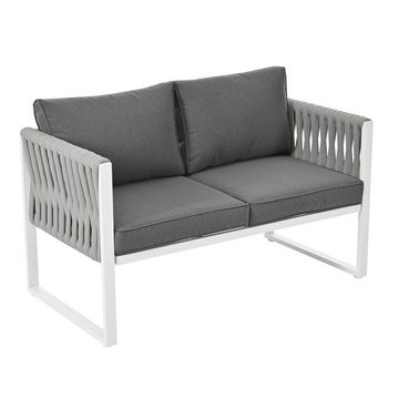 XDeer Gartenlounge-Set Garten-Lounge-Set mit verzinktem Eisenrahmen 4er-Set, Lounge-Set aus dickem Seil mit Sitzkissen, verstellbare Füße