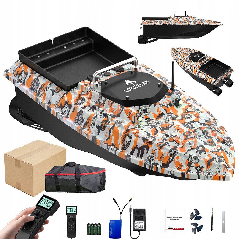 LOKEEVAN RC-Boot D80E, GPS + BeiDou-Navigation,12-V-Doppelmotor, bis 4 m/s,500 m